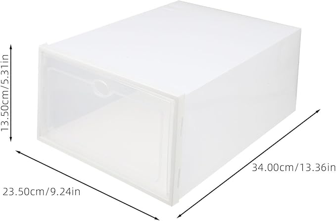 Wakauto 4pcs Men’s Waterproof Plastic Shoe Storage Boxes with White Frames, Dustproof Multipurpose Sundry Organizers for Home Use