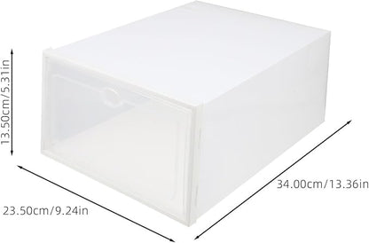 Wakauto 4pcs Men’s Waterproof Plastic Shoe Storage Boxes with White Frames, Dustproof Multipurpose Sundry Organizers for Home Use