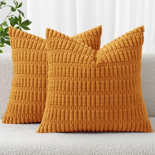 MIULEE Fall Decorative Throw Pillow Covers 20x20 Burnt Orange Pack of 2 by MIULEE