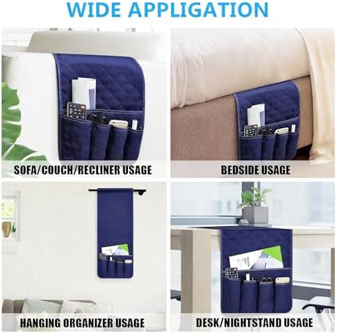 Armchair Caddy for Recliner, Non Slip Sofa Arm Organizer, Deep Blue - Image 5