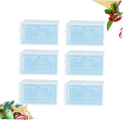 6pcs Shoes Storage Box Plastic Shoe Container Organizers Thicken Storage Racks for