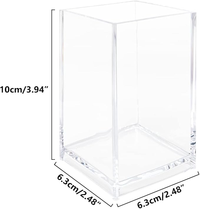 Newkita 2 Pack Clear Acrylic Pencil Pen Holder Cup, Clear Makeup Brush Holder, Acrylic Cosmetic Brushes Storage
