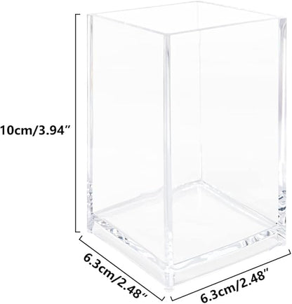 Newkita 2 Pack Clear Acrylic Pencil Pen Holder Cup, Clear Makeup Brush Holder, Acrylic Cosmetic Brushes Storage