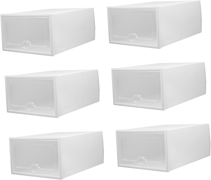 Ciieeo 6 Pcs Transparent Plastic Shoe Storage Box Drawer Style Container for Organized Home Shoes Scratch Resistant Stackable Design for Quick Access