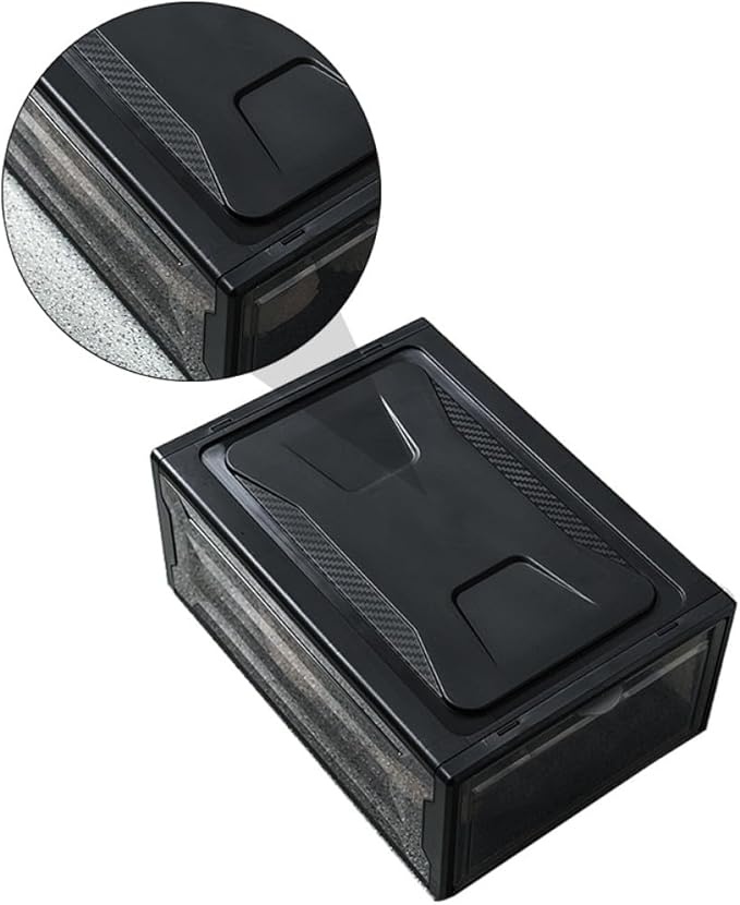 BESPORTBLE Stackable Sneaker Shoes Box with Lid, Compact Dark Drawer-style Shoe Organizer for Home Storage and Display