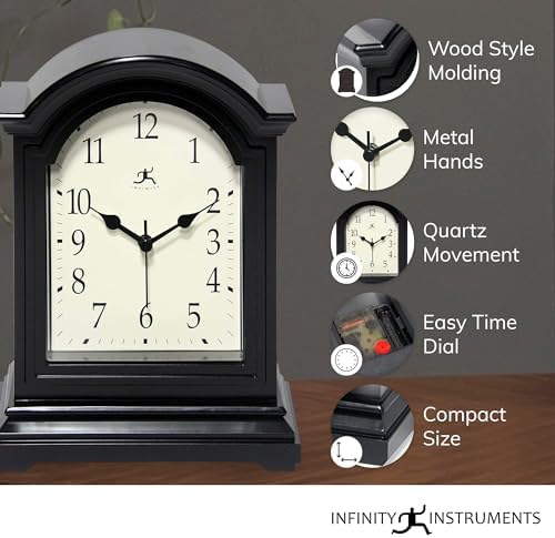 Infinity Instruments Brown Antique Grandfather Tabletop Clock 9 x 6 Mantle - Image 4