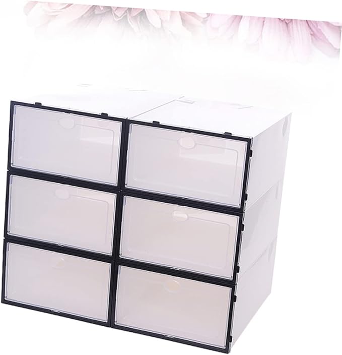 Happyyami 6pcs Thickened Shoe Boxes Storage Organizers Plastic Shoe Container Storage Bin Keep Home Kitchen Office Tidy