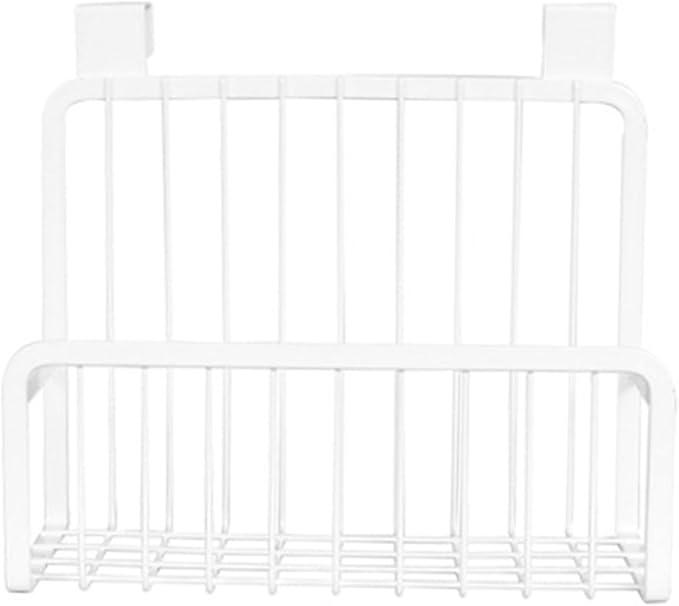 OUNONA Over the Cabinet Door Basket Nail Kitchen Hanging Storage Rack Space Saving Organizer for Condiments Ventilated Design Fits Cabinet Doors Up to Thick