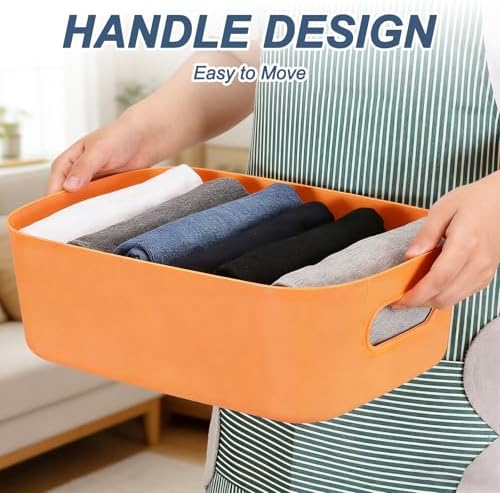 uxcell 4Pcs Yellow Plastic Storage Bins 8.5"x5.7"x2.8" Pantry Organizer - Image 4