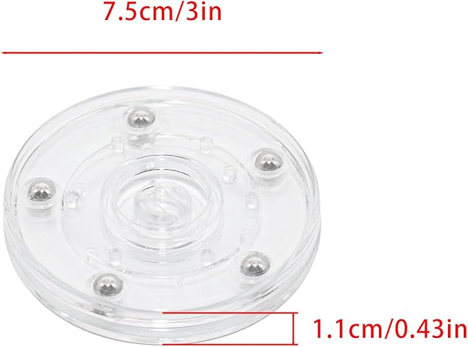 4 Pcs Clear 3 inch Acrylic Lazy Susan Rotating Turntable Organizer Bearings - Round Swivel Plate for Spice Rack, Table, Cake, Kitchen Pantry