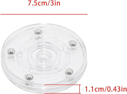 4 Pcs Clear 3 inch Acrylic Lazy Susan Rotating Turntable Organizer Bearings - Round Swivel Plate for Spice Rack, Table, Cake, Kitchen Pantry