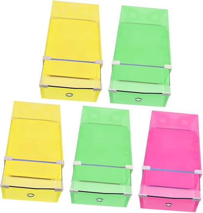 5pcs Transparent Stackable Shoe Storage Boxes with Drawer Design Dustproof Plastic Organizer for Women Shoes Thickened PP Material Metal-edged Large for Closet and Bedroom