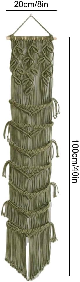 Macrame Cap Holder, Boho Hats Organizer for Baseball Caps, Hand Woven Hats Display Organizer Over Door, Hat Rack for Wall Home Hanging Decoration (Green 39in)