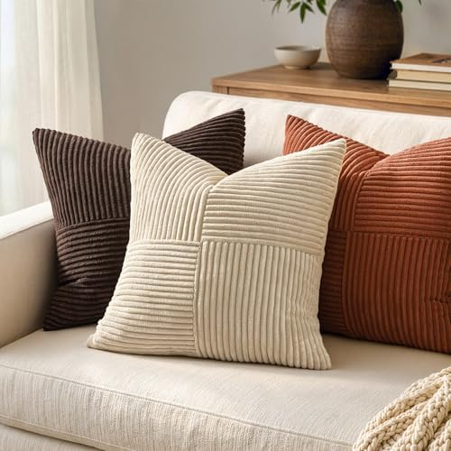 MIULEE Natural Beige Decorative Throw Pillow Covers for Couch 20x20 Inch - Image 3