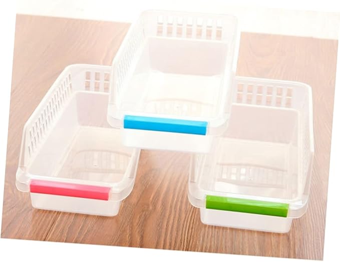 Cabilock Refrigerator Fruit Container Freezer Drawer Organizer Pantry Storage Fridge Bins Kitchen Organizer Compact Sturdy Ventilated for Fruits Drinks Sauce Bottles Random Color