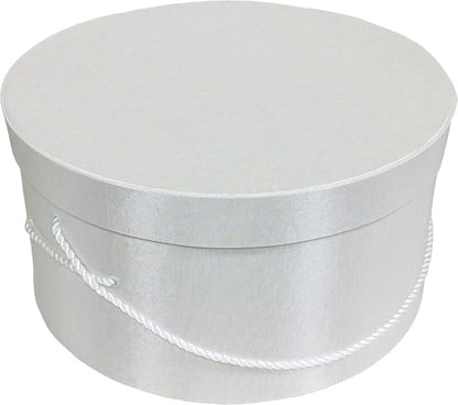 Sarah's Hat Boxes Classic White Hat Box – 21.5" x 11.5" (Dia. x Ht.) Handmade in USA – Odorless Non-Toxic Adhesive, Cording Handle – Premium Storage for Hats & Accessories