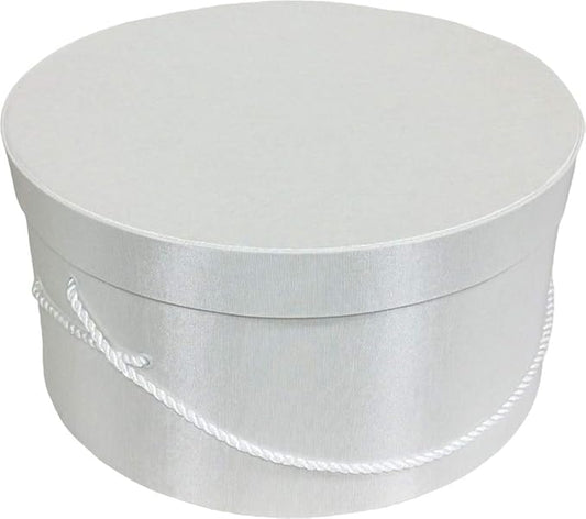 Sarah's Hat Boxes Classic White Hat Box – 21.5" x 11.5" (Dia. x Ht.) Handmade in USA – Odorless Non-Toxic Adhesive, Cording Handle – Premium Storage for Hats & Accessories