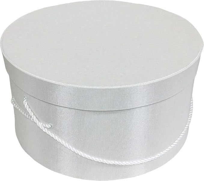 Sarah's Hat Boxes Classic White Hat Box – 11" x 5.5" (Dia. x Ht.) Handmade in USA – Odorless Non-Toxic Adhesive, Cording Handle – Premium Storage for Hats & Accessories