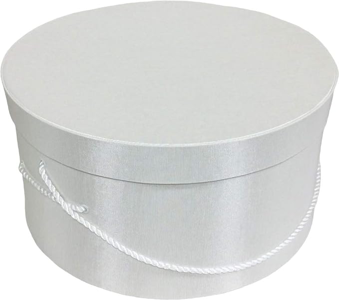 Sarah's Hat Boxes Classic White Hat Box – 16.75" x 8.5" (Dia. x Ht.) Handmade in USA – Odorless Non-Toxic Adhesive, Cording Handle – Premium Storage for Hats & Accessories