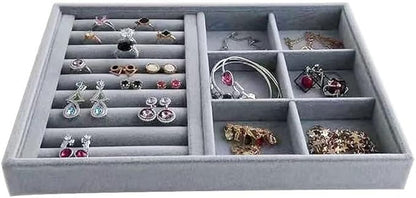 Gray Velvet Stackable Organizer Premium Quality Stackable Tray for Rings Accessaries Jewelry Collectibles Closet Orgnization Drawer Dividers Inserts