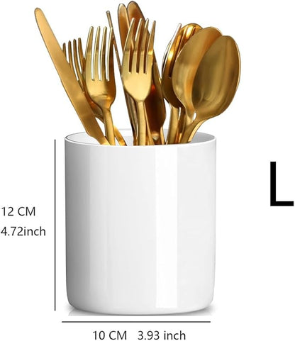 Utensils Holder, Caddy Cutlery Holder Silverware, Utensils Organizer Elegant white Porcelain, Spoon Holder for Party Tableware Holder for Kitchen Table, Cabinet