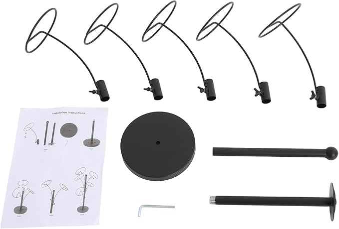 DYRABREST 5 Round Hooks Hat Stand, 28" H Metal Hats and Wigs Display Rack with Adjustable Height, Baseball Cap Organizer Headwear Rack for Home Closet Retail Store (Black, 5 Hooks)