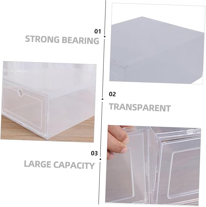 Holibanna 6pcs Transparent Plastic Shoe Organizer Box Clamshell -friendly Pp Material Stackable Storage for Sneakers Simple Design Scratch Resistant