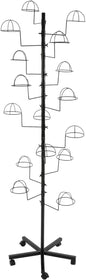 Freestanding Hat Rack Stand with Wheels,Metal Hat Organizer Rack with 16 Adjustable Circular Hooks,Floor Standing Hats Tree Display Stand (Black)