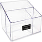 Isaac Jacobs Clear Acrylic 3-Compartment Organizer, Remote Holder & Multi-Functional Makeup, Brush, Pen & Pencil Storage Solution, for The Home, Bathroom, Office, Child’s Desk (3-Section, Clear)