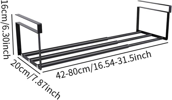 Hanging Storage Rack for Shoes and Books Under Cabinet, Black