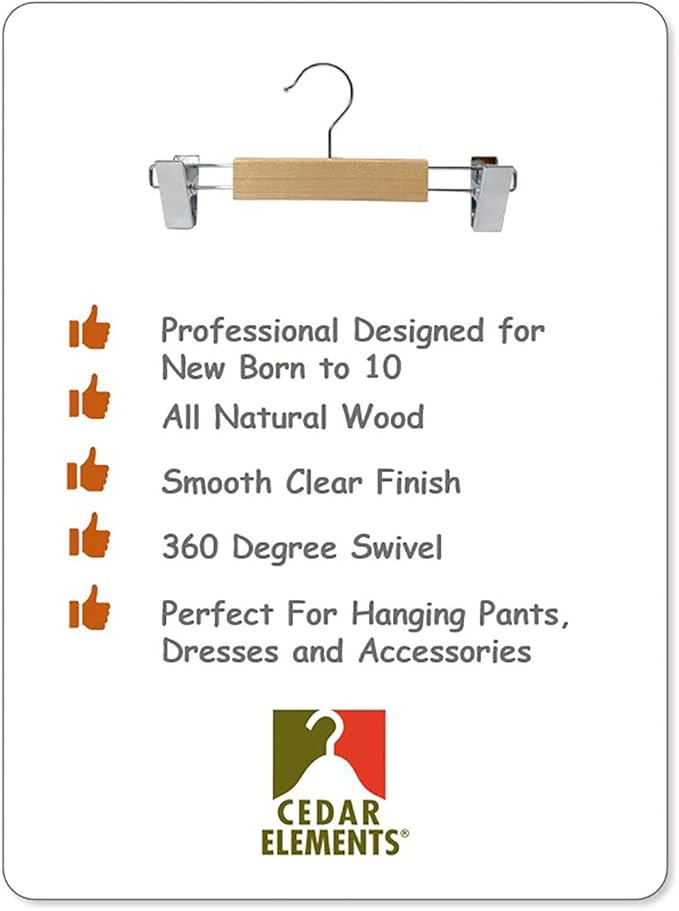 Kids Hangers (Natural Wood, Kids Pant Hangers NB-10)