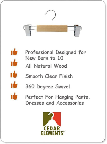 Kids Hangers (Natural Wood, Kids Pant Hangers NB-10)