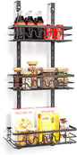 GarveeHome Over The Door Storage Rack, 3 Layers Metal Pantry Door Organizer Wall Mounted Behind Door Storage Cabinet Over The Door Pantry Organizer for Kitchen Bathroom Easy to Install