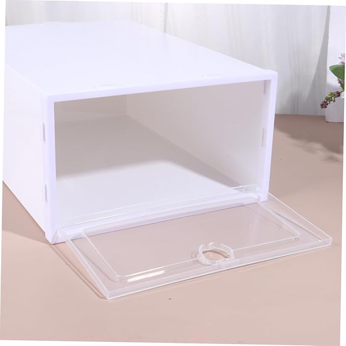 Ciieeo 6pcs Transparent Shoes Box Organizer Thicken Drawer Type Shoe Display Box for Sneakers High Heels Boots Material Scratch Design for Closet Storage