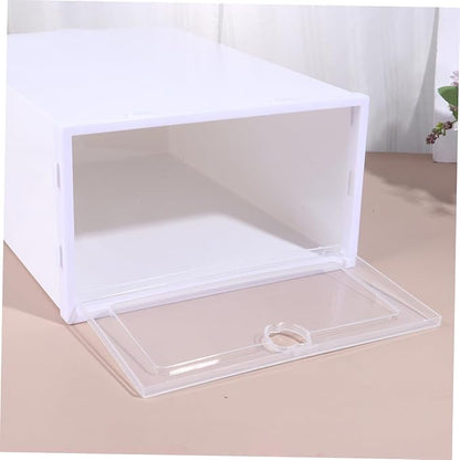 Ciieeo 6pcs Transparent Shoes Box Organizer Thicken Drawer Type Shoe Display Box for Sneakers High Heels Boots Material Scratch Design for Closet Storage