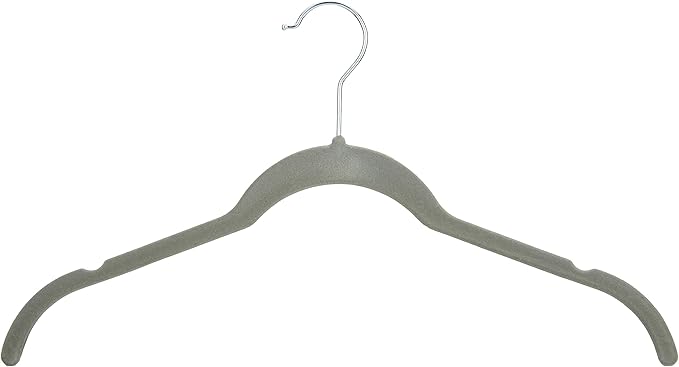 Amazon Basics Space Saving Slim Velvet Non-Slip Clothes Hangers for Closet Organization, Gray/Silver, 30-Pack