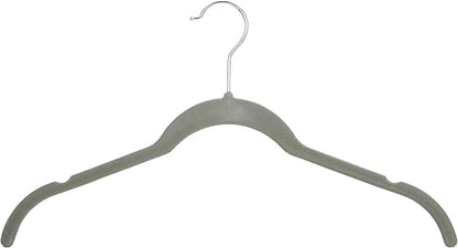 Amazon Basics Space Saving Slim Velvet Non-Slip Clothes Hangers for Closet Organization, Gray/Silver, 30-Pack