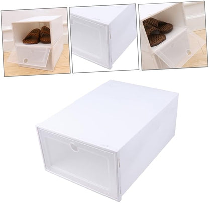 6pcs Transparent Stackable Shoes Container Drawer Type Shoe Organizer Dustproof Design for Closets Entryway and Storage White