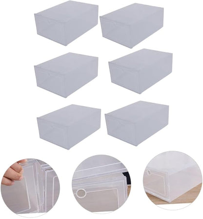 Holibanna 6pcs Shoe Containers Lids Plastic Shoe Boxes Storage Boxes Clamshell Design Easy to View Clean