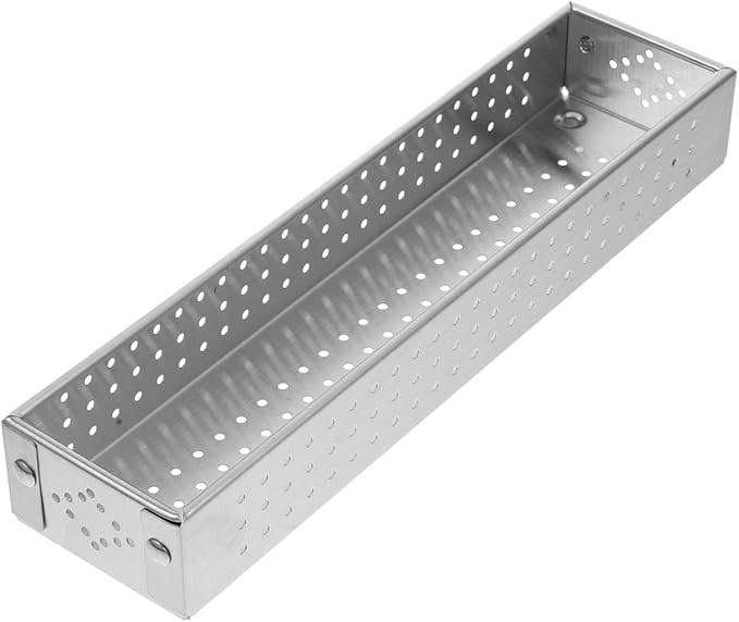 Hemoton Stainless Steel Utensil Storage Box 304 Cutlery Organizer with Drainage Design Large Capacity Rectangular Chopstick Holder for Kitchen and Restaurant 11.02X2.67X1.57 Inches