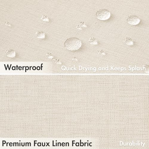 MIULEE Cream White Scalloped Linen Shower Curtain 72x72 Inches - Image 4