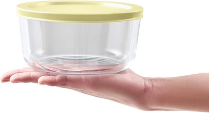 12-Piece Glass Food Storage Containers Set (6 Containers + 6 BPA-Free Lids) | 4-Cup, Leakproof | Microwave, Freezer, Oven & Dishwasher Safe | Ideal for Meal Prep & Pantry Organization, Yellow