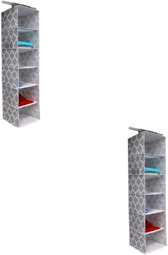 Home Basics Arabesque Non-Woven Closet Storage (2, 6 Shelf Hanging Closet Organizer)