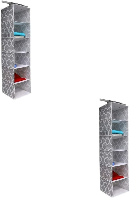 Home Basics Arabesque Non-Woven Closet Storage (2, 6 Shelf Hanging Closet Organizer)