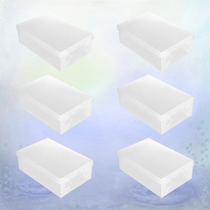6Pcs Shoe Storage Boxes with Flip Lid, Plastic Shoe Containers 28X18X10Cm Medium White for Home Dustproof Organization