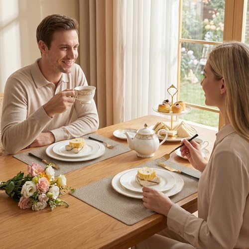 Romanstile Faux Leather Vinyl Placemats Set of 4, Khaki - Image 7