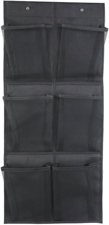 Over the Door Hanging Shoe Organizer with Multi-Pocket Design, Breathable Non-Woven Fabric Dustproof Storage Solution for Bedroom, Bathroom, and Laundry Room, Black/White/Gray, 76x35cm(Is black)