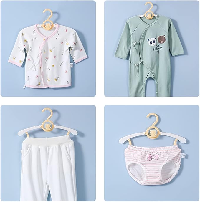 HGYZE Baby Nursery Closet Hangers, Ultra-Thin Non-Slip and Extendable Laundry Infant Pant Hanger for Newborn Clothes -20pcs Yellow Gift- Adjustable Children Coat Hanger for Girl Boy Toddler Kids Child