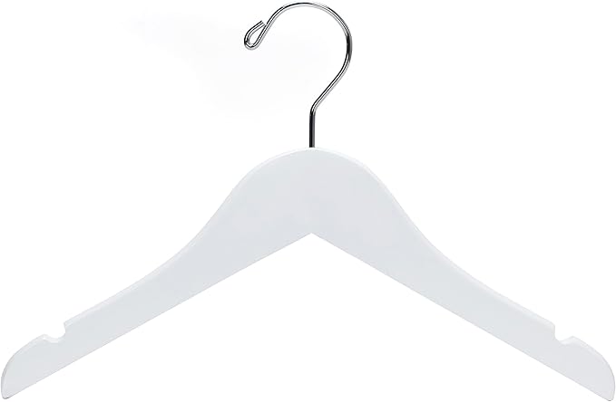 Quality 12 Inch White Kids Wooden Hangers - 80 Pack Children Hangers with Multifunctional Notches & 360 Degree Swivel Chrome Hook - Kid Coat Hangers for Clothes Size 8 and Smaller (White, 80)