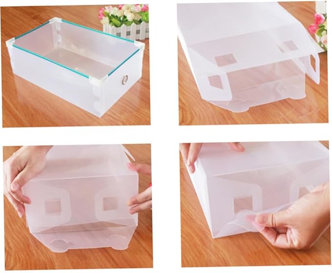 SEWACC 6pcs Flip-top Shoe Storage Boxes 33x20x12cm Large Plastic Shoe Organizers Dustproof White for Home Closet Organization